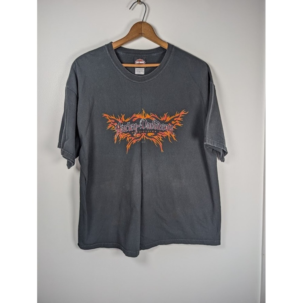 Y2K Harley Davidson T-Shirt Size XXL Chambersburg Pennsylvania Travel Flames USA
